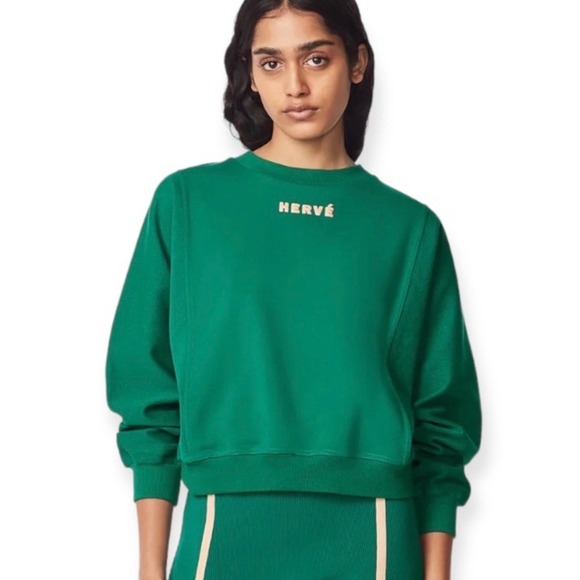HERVE BY HERVE LEGER Dolman Green Sweatshirt Pullover Women's Size M - Picture 2 of 10